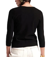 FRANCES VALENTINE Rachel Jersey Knit Round Neck 3/4 Sleeve Top