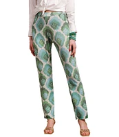FRANCES VALENTINE Robbie Graphic Leaf Flat Front High Rise Pull On Coordinating Pants
