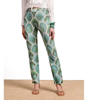 FRANCES VALENTINE Robbie Graphic Leaf Flat Front High Rise Pull On Coordinating Pants
