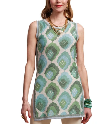 FRANCES VALENTINE Robbie Graphic Leaf Print Scoop Neck Sleeveless Coordinating Top
