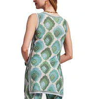 FRANCES VALENTINE Robbie Graphic Leaf Print Scoop Neck Sleeveless Coordinating Top