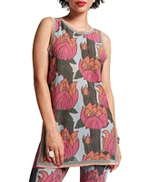 FRANCES VALENTINE Robbie Knit Lurex Fireflower Print Round Neck Sleeveless Tank & Pant Set