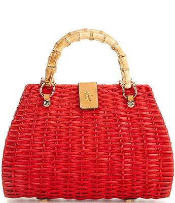 FRANCES VALENTINE Rooster Wicker Basket Satchel Bag