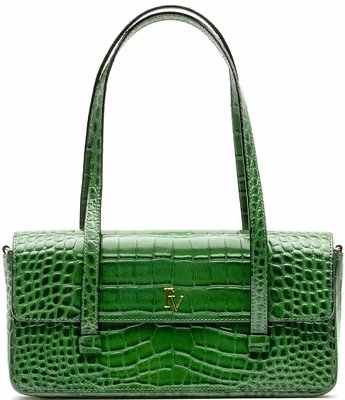 FRANCES VALENTINE Small Slim Crocodile Embossed East-West Shoulder Bag