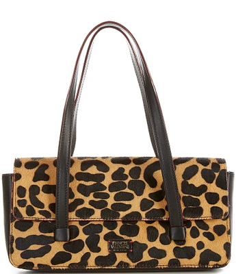 FRANCES VALENTINE Small Slim Leopard Printed Haircalf Shoulder Bag