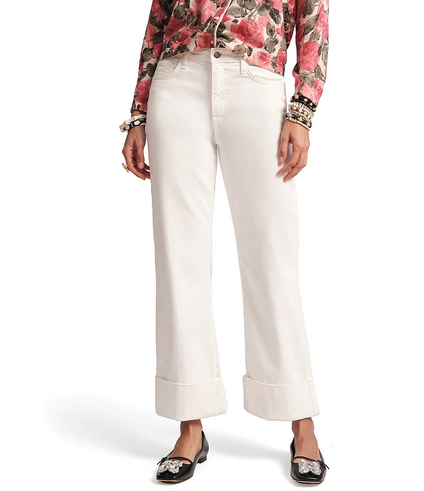 FRANCES VALENTINE Smarty Cuff Denim High Rise Straight Leg Jeans
