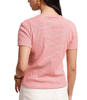 FRANCES VALENTINE Stripe Ribbed Knit Crew Neck Short Sleeve Tee