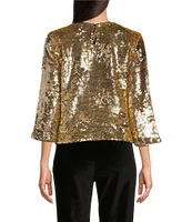 FRANCES VALENTINE Taylor Floral Sequin Bracelet Sleeve Top