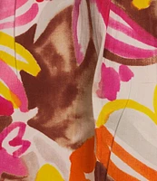 FRANCES VALENTINE Zoe Sun Floral Print Scoop Neck 3/4 Sleeve Blouse