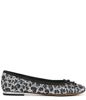 Franco Sarto Abigail Leopard Print Glitter Ballet Bow Flats