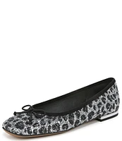 Franco Sarto Abigail Leopard Print Glitter Ballet Bow Flats