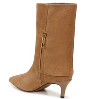 Franco Sarto Alberta Suede Foldover Pointed Toe Dress Boots