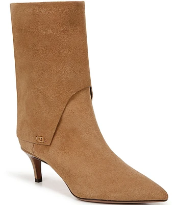 Franco Sarto Alberta Suede Foldover Pointed Toe Dress Boots