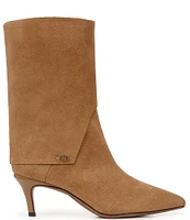 Franco Sarto Alberta Suede Foldover Pointed Toe Dress Boots