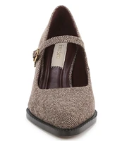 Franco Sarto Diane Herringbone Fabric Block Heel Mary Jane Pumps