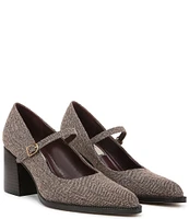 Franco Sarto Diane Herringbone Fabric Block Heel Mary Jane Pumps