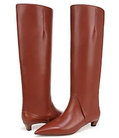 Franco Sarto Martin Leather Foldover Kitten Heel Tall Dress Boots