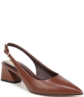 Franco Sarto Racer Leather Slingback Block Heel Pumps