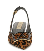 Franco Sarto Racer5 Leopard Print Calf Hair Buckle Detail Ornament Slingback Pumps