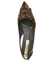 Franco Sarto Racer5 Leopard Print Calf Hair Buckle Detail Ornament Slingback Pumps