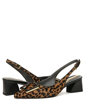 Franco Sarto Racer5 Leopard Print Calf Hair Buckle Detail Ornament Slingback Pumps