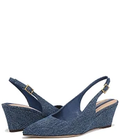 Franco Sarto Tessa Denim Slingback Wedge Pumps