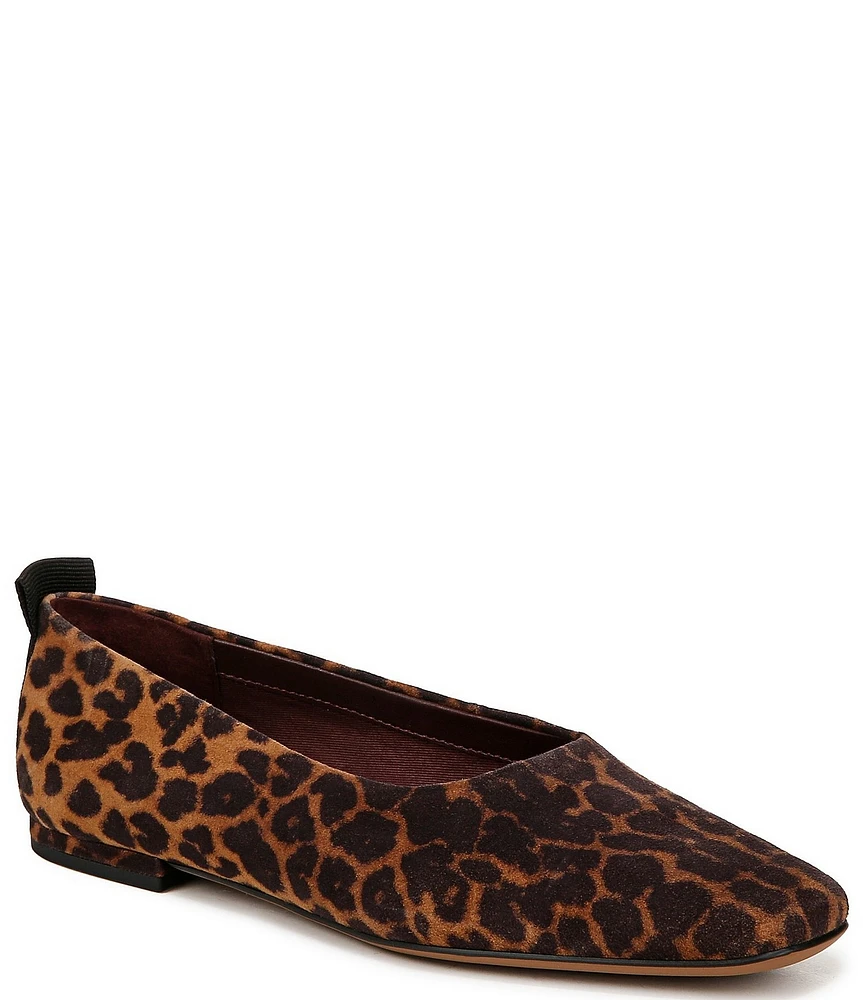 Franco Sarto Vana Leopard Print Suede Square Toe Flats