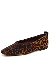 Franco Sarto Vana Leopard Print Suede Square Toe Flats