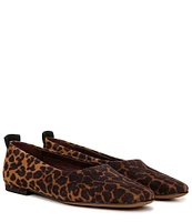 Franco Sarto Vana Leopard Print Suede Square Toe Flats