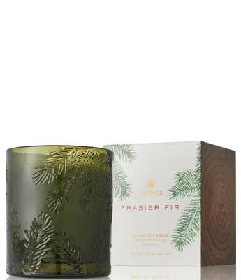 Thymes Frasier Fir Green Glass Candle. 6.5-oz.