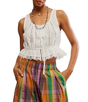 Free People Alana Scoop Neck Sleeveless Lace Tank