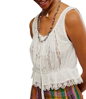 Free People Alana Scoop Neck Sleeveless Lace Tank