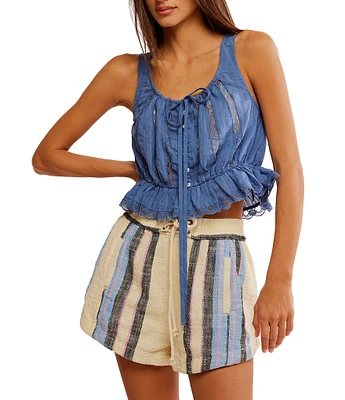 Free People Alana Scoop Neck Sleeveless Lace Tank