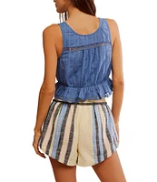 Free People Alana Scoop Neck Sleeveless Lace Tank