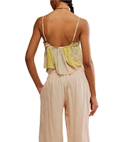 Free People Alix Patchwork Print V-Neck Sleeveless Peplum Tank Top