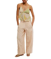 Free People Alix Patchwork Print V-Neck Sleeveless Peplum Tank Top