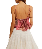 Free People Alix Patchwork Print V-Neck Sleeveless Peplum Tank Top