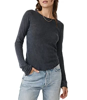 Free People Be My Baby Knit Round Neck Long Sleeve Shirt