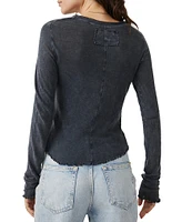 Free People Be My Baby Knit Round Neck Long Sleeve Shirt