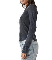 Free People Be My Baby Knit Round Neck Long Sleeve Shirt