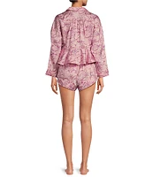 Free People Beauty Sleep Long Sleeve Notch Collar Cropped PJ Set