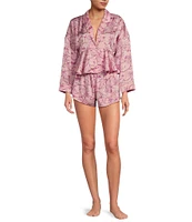 Free People Beauty Sleep Long Sleeve Notch Collar Cropped PJ Set