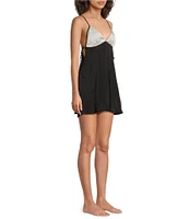 Free People Belmore Blocked Sleeveless V-Neck Mini Satin Slip