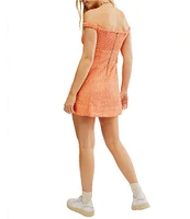 Free People Berry Kiss Embroidered Off-the-Shoulder Mini Dress