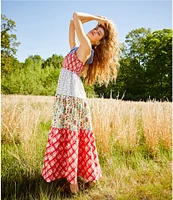 Free People Bluebell Floral Print V-Neck Sleeveless Maxi Dress