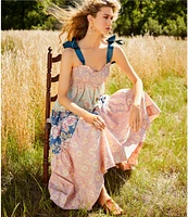 Free People Bluebell Floral Print V-Neck Sleeveless Maxi Dress