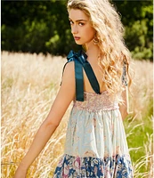 Free People Bluebell Floral Print V-Neck Sleeveless Maxi Dress