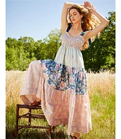 Free People Bluebell Floral Print V-Neck Sleeveless Maxi Dress