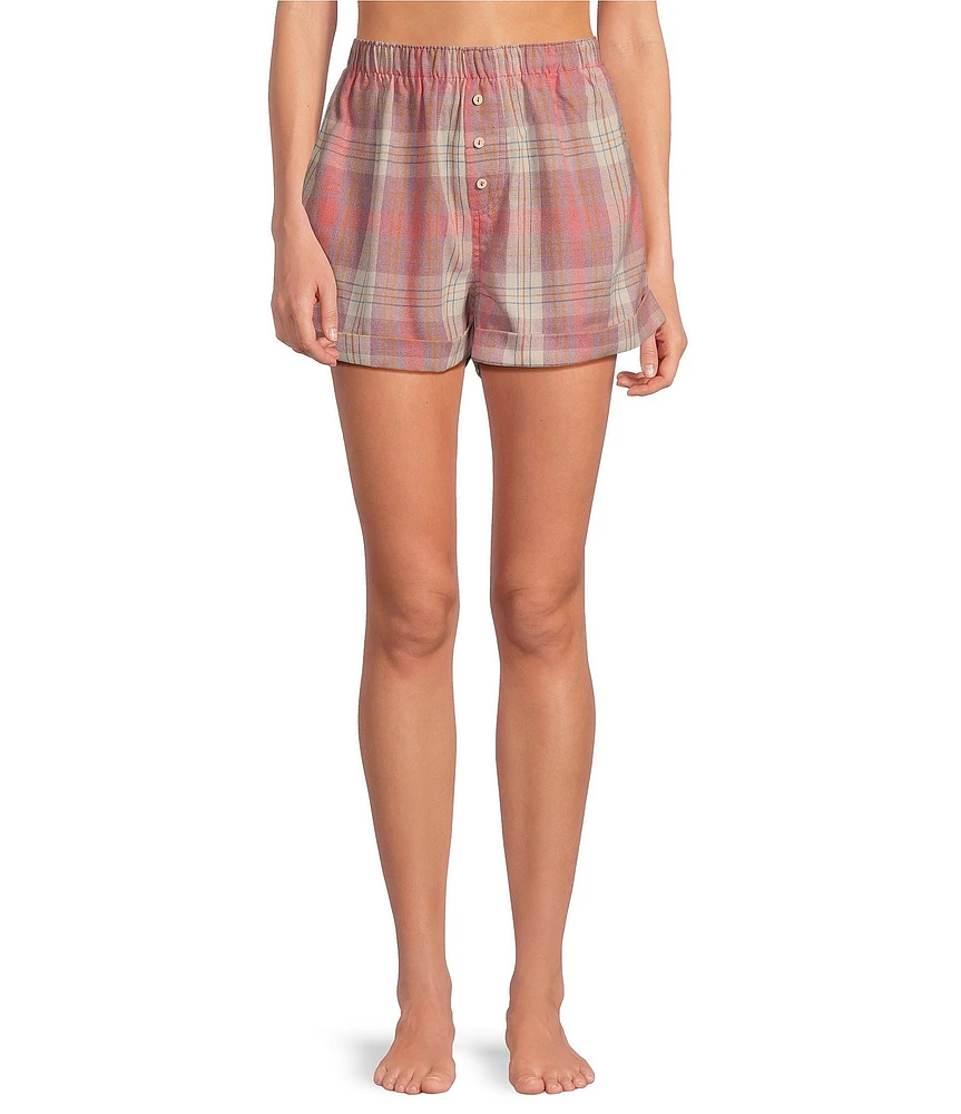 Free People Box Sunday Morning Woven Plaid Sleep Short