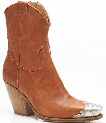 Free People Brayden Leather Metal Toe Tip Western Booties